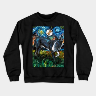 Black and White Bull Terrier Starry Night Crewneck Sweatshirt